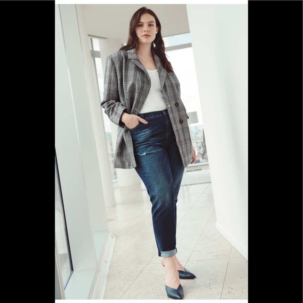 Plus Size Avec Les Filles Plaid Blazer